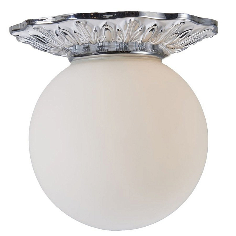 Потолочный светильник Globus Lamp Silver Серебряный Молочный Потолочный светильник Globus Lamp Silver Серебряный Молочный в Омске | Loft Concept