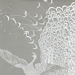 Обои ручная роспись в стиле Арт-деко Whistler Peacocks Special Colourway on Pale Grey dyed silk варинант исполнения - 2 | Loft Concept в Омске