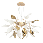 Люстра подвесная с белыми матовыми и золотыми глянцевыми листьями Wintery flovers варинант исполнения - 1 | Loft Concept в Омске