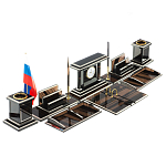 Настольный письменный набор с часами из природного камня обсидиана Team leader варинант исполнения - 2 | Loft Concept в Омске