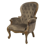 Кресло с мягкой обивкой из коричневого велюра на 4-х деревянных ножках Evelyn Classical Armchair варинант исполнения - 3 | Loft Concept в Омске
