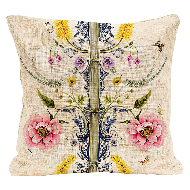 Декоративная подушка Flower Waltz Pillow Мульти Бежевый Декоративная подушка Flower Waltz Pillow Мульти Бежевый в Омске | Loft Concept