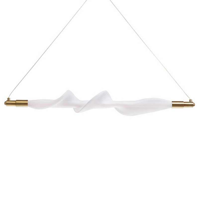 Люстра горизонтальная с волнистым белым плафоном Golden Swirl Белый Латунь в Омске | Loft Concept 