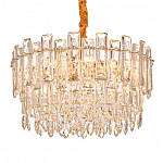 Круглая люстра с хрустальными подвесками на золотистом каркасе Gorgeous Crystal Light варинант исполнения - 3 | Loft Concept в Омске