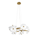 Люстра подвесная круглая с ветвистыми бронзовыми элементами и стеклянными рифлеными дисками Textured Glass Chandelier варинант исполнения - 3 | Loft Concept в Омске