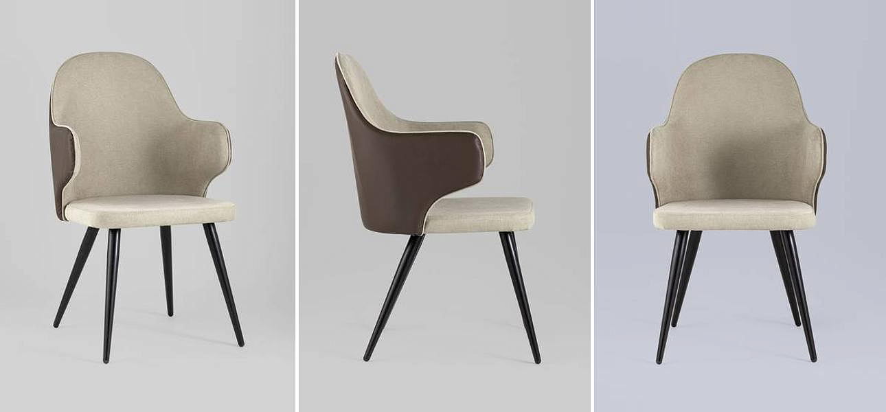 Стул Miruna Fabric and Leather Chair с Подлокотником Стул Miruna Fabric and Leather Chair с Подлокотником - Loft-Concept в Омске