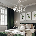 Люстра подвесная из металла с хрустальными подвесками прозрачного цвета Quasar 41 варинант исполнения - 13 | Loft Concept в Омске