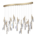 Люстра с золотистыми трубками и прозрачными стеклянными листьями на подвесах Sylva  варинант исполнения - 2 | Loft Concept в Омске