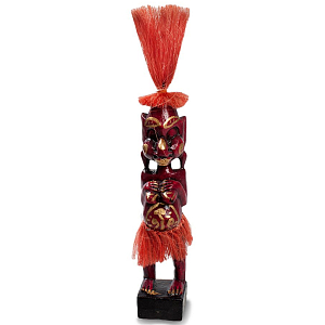 Деревянная декоративная статуэтка Asmat Red Straw Headdress Statuette Red