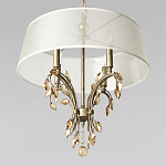 Люстра подвесная круглая с тканевым полупрозрачным абажуром и подвесками 4 лампы Gilded Elegance варинант исполнения - 4 | Loft Concept в Омске