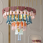 Люстра круглая с декором из разноцветных элементов в виде листьев Changing Seasons варинант исполнения - 11 | Loft Concept в Омске