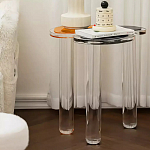 Дизайнерский журнальный стол с фигурной столешницей на 3-х прозрачных ножках Rahakif варинант исполнения - 2 | Loft Concept в Омске