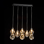 Люстра с 3-мя плафонами волнообразной формы цвета янтарь и 2-мя прозрачными шарообразными плафонами Lucid Rain  варинант исполнения - 3 | Loft Concept в Омске