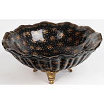 Блюдо черного цвета из фрафора на бронзовых ножках Eden Garden porcelain and bronze варинант исполнения - 2 | Loft Concept в Омске