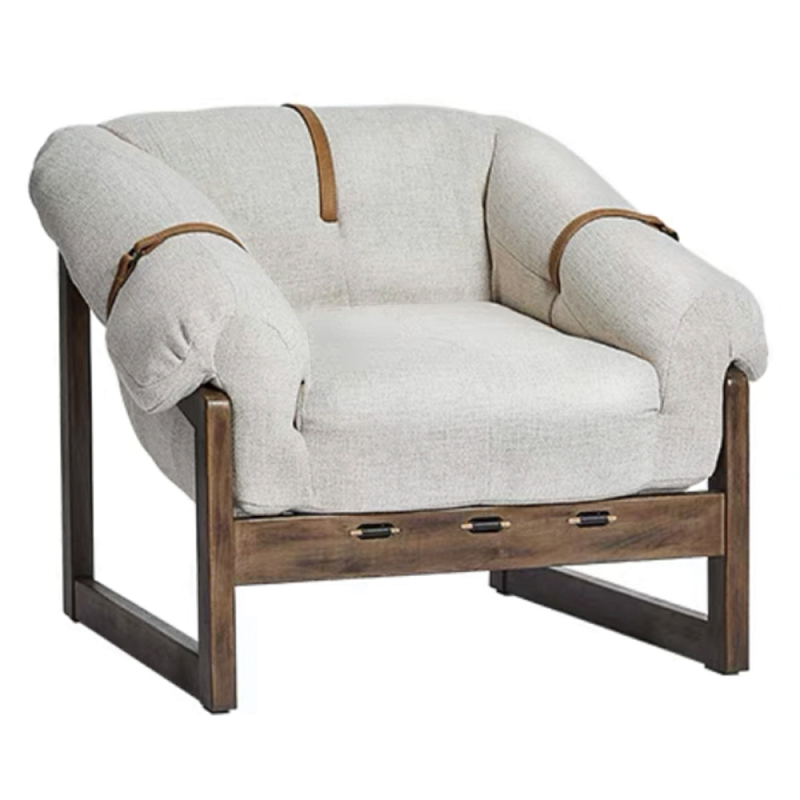Кресло Duncan Текстильная обивка Белый Коричневый в Омске | Loft Concept 