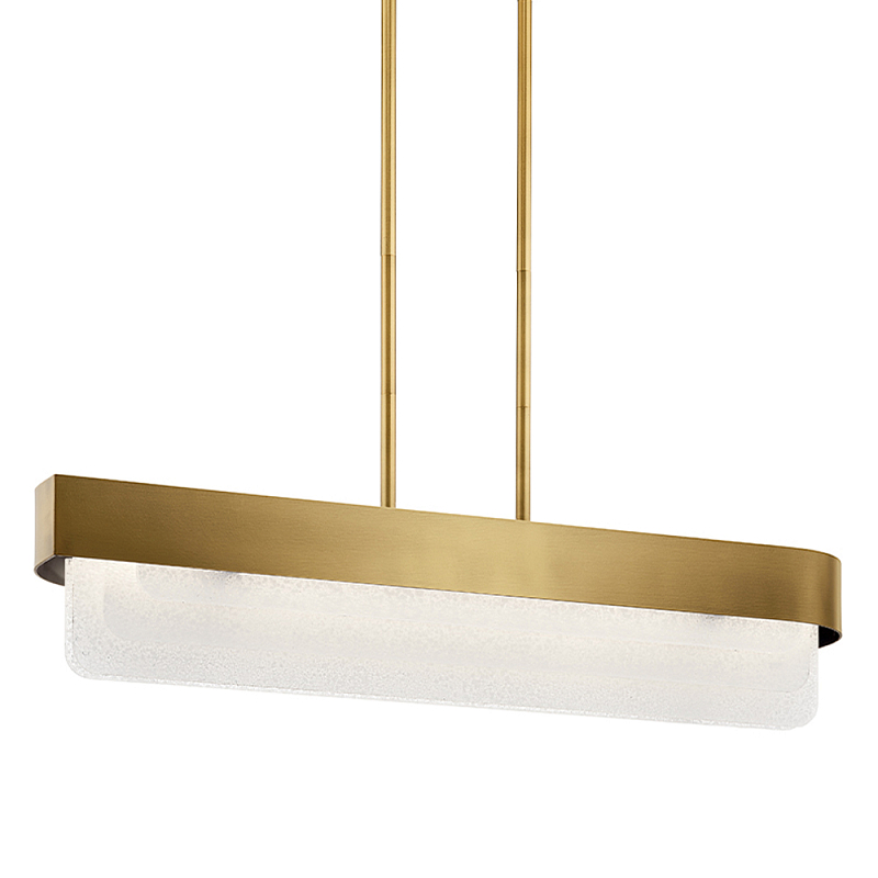 Люстра подвесная прямоугольная цвета латунь Kichler Латунь Прозрачное Стекло Белый в Омске | Loft Concept 