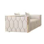 Диван двухместный  бежевый с золотым каркасом Bertrude варинант исполнения - 1 | Loft Concept в Омске