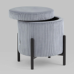 Серо-голубой пуф на черных ножках SANJAY варинант исполнения - 2 | Loft Concept в Омске