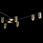 Потолочный светильник с 10-ю цилиндрическими плафонами цвета латунь TRIBES CHANDELIER варинант исполнения - 5 | Loft Concept в Омске