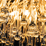 Люстра подвесная с прозрачными стеклянными подвесками в форме капель Диаметр 80 см Droplet Chandelier варинант исполнения - 17 | Loft Concept в Омске