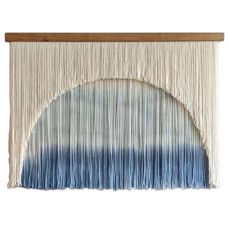 Панно дизайнерское из нитей Quiet Sea Голубой Бежевый в Омске | Loft Concept 