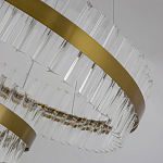 Люстра подвесная двухъярусная с золотистымыми кольцами и прозрачными стеклянными элементами Ring Horizontal варинант исполнения - 4 | Loft Concept в Омске