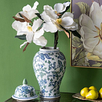 Ваза с крышкой и зелено-голубым рисунком на белом фоне 51 см Blue & White Ornament варинант исполнения - 4 | Loft Concept в Омске