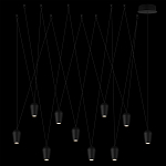 Подвесной светильник черными плафонами на длинных пересекающихся тросах Construction варинант исполнения - 8 | Loft Concept в Омске