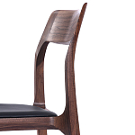 Стул деревянный с мягким сиденьем из черной натуральной кожи Moon Walnut Furniture варинант исполнения - 8 | Loft Concept в Омске