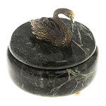 Шкатулка из натурального камня змеевик с фигуркой лебедя Stone Casket варинант исполнения - 2 | Loft Concept в Омске