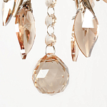 Люстра подвесная круглая с тканевым полупрозрачным абажуром и подвесками 4 лампы Gilded Elegance варинант исполнения - 6 | Loft Concept в Омске