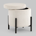 Молочный пуф на черных ножках SANJAY варинант исполнения - 2 | Loft Concept в Омске