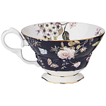 Чайный набор из фарфора темно-синий с рисунком цветов на 6 персон 12 предметов 280 мл Garden Whisper Porcelain Set  варинант исполнения - 3 | Loft Concept в Омске