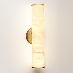 Бра с цилиндрическим плафоном из белого алебастра на круглом основании Латунь Cryptocrystalline Stone варинант исполнения - 1 | Loft Concept в Омске