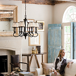 Люстра бронзового цвета с бежевыми абажурами из органзы в классическом стиле Hinkley варинант исполнения - 9 | Loft Concept в Омске