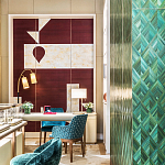 Обои ручная роспись в стиле Арт-деко Assemblage Original colourway on red silk dupion варинант исполнения - 3 | Loft Concept в Омске