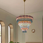 Люстра круглая с декором из разноцветных элементов в виде листьев Changing Seasons варинант исполнения - 6 | Loft Concept в Омске