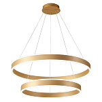 Люстра подвесная светодиодная с двумя золотистыми кольцами Диаметр 80 см Ring Horizontal варинант исполнения - 1 | Loft Concept в Омске