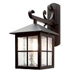 Настенный фонарь черного цвета в форме фонаря с решетчатым плафоном и фактурным стеклом Elstead Lighting варинант исполнения - 1 | Loft Concept в Омске