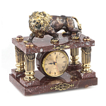 Часы настольные из креноида и бронзы с декором в виде льва Lion Stone Clock варинант исполнения - 2 | Loft Concept в Омске