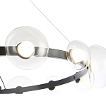 Люстра подвесная круглая с 12-ю прозрачными куполообразными плафонами и черным металлическим основанием Flos Wireline Lighting варинант исполнения - 5 | Loft Concept в Омске