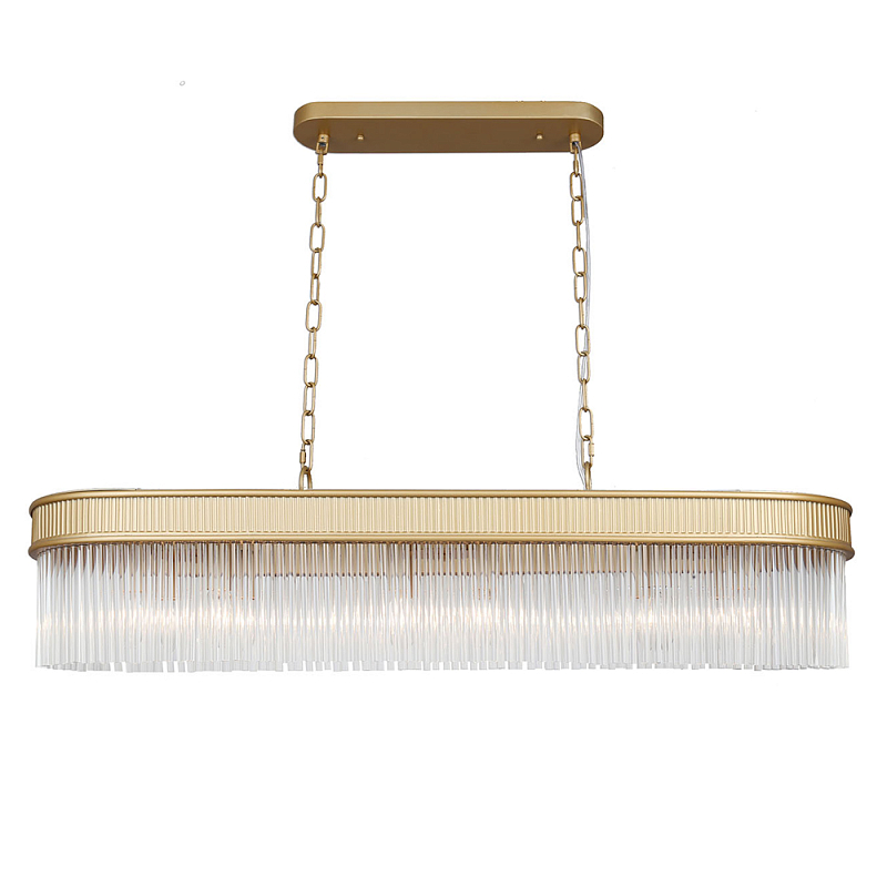 Люстра подвесная овальная со стеклянными трубками Длина 100 см Nembus Прозрачный Золотой в Омске | Loft Concept 