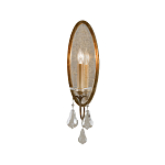 Бра с овальным зеркальным основанием с лампой в виде свечи и хрустальными подвесками Feiss варинант исполнения - 1 | Loft Concept в Омске