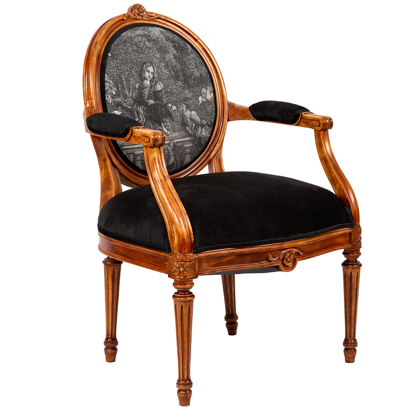 Кресло Marimon Armchair Left Черно-белый Коричневый в Омске | Loft Concept 