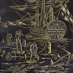 Обои ручная роспись Views of Italy Gold Outline варинант исполнения - 2 | Loft Concept в Омске