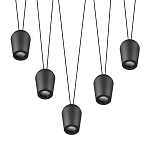 Подвесной светильник черными плафонами на длинных пересекающихся тросах Construction варинант исполнения - 3 | Loft Concept в Омске