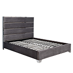 Кровать двуспальная серая с высоким мягким изголовьем Heart of the Bedroom варинант исполнения - 1 | Loft Concept в Омске