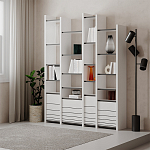 Стеллаж прямой ассиметричный с полками и 4-мя дверцами ARYA BOOKCASE WHITE варинант исполнения - 5 | Loft Concept в Омске