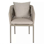 Стул серо-бежевый с декоративным плетением на спинке и подлокотниках Chair Weave варинант исполнения - 1 | Loft Concept в Омске