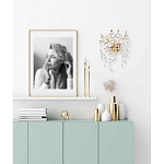 Бра золотого цвета с декоративными ветвями и прозрачными подвесками в форме листьев Droplet Chandelier варинант исполнения - 7 | Loft Concept в Омске